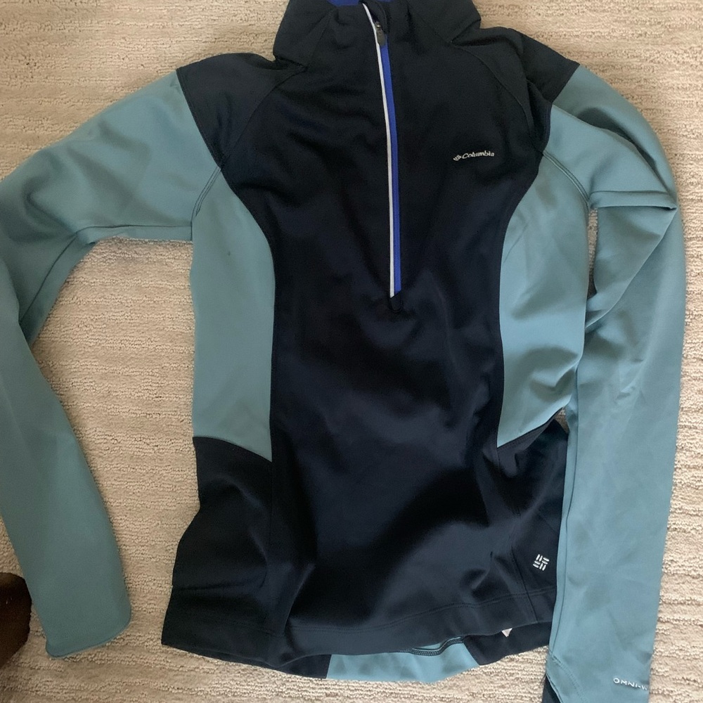 Columbia Black and Teal Half-Zip Jacket